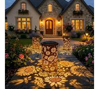 Lanterna solare da giardino colorata con bagliore di girasole, luce for patio e percorso a energia, calda for illuminare il tuo dopo tramonto,decorazioni(Warm,3pcs)