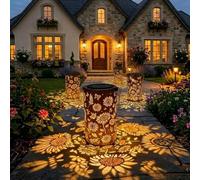 Lanterna solare da giardino colorata con bagliore di girasole, luce for patio e percorso a energia, calda for illuminare il tuo dopo tramonto,decorazioni(Warm,4pcs)