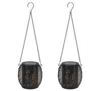 Lanterna Solare da Giardino con Grado di impermeabilità IP65, Luce Ambientale Calda, Arte in Ferro, Luce Solare Sospesa per L'arredamento del Patio del Giardino