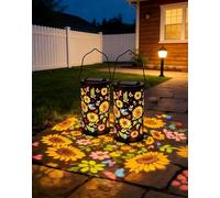 Lanterna solare da giardino, luce colorata a forma di girasole con proiezione floreale, impermeabile IP65, decorazione esterna per patio, sentiero, lascia che il tuo giardino fiorisca dopo il tramonto