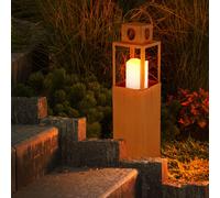 Lanterna Solare Esterni Lampada da Giardino LED Effetto Fuoco Patio Ruggine H