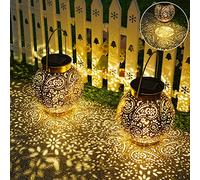 Lanterna Solare IP65 Impermeabile - 2 Pezzi Lampada da Giardino, Luci Retro Decorativo per Giardino, Terrazza, Balcone