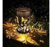 Lanterna solare per esterni, lanterna a sospensione per auto, decorazione in metallo, impermeabile, a LED, decorativa, per terrazza, cortile, paesaggio