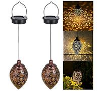 Lanterna solare per esterni, lanterna da giardino Tomshine 2 pezzi, lampada solare decorativa a sospensione, lanterna solare a LED in metallo per patio esterno sull'albero