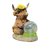 Lanterna Solare - Statua Del Bestiame Highland, Ornamento Da Giardino In Resina, Design Resistente Impermeabile | Lampada Di Illuminazione Paesaggistica Esterna In User Per User, Luce Solare Per Anima