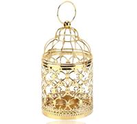 Lanterna sospesa a gabbia per uccelli, 2 pezzi Piccolo portacandele in metallo Lanterne decorative per candele dorate per la decorazione della tavola di Natale di Halloween di