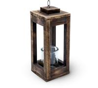 Lanterna sospesa in legno con catena in metallo, 31 cm, portacandele decorativo con barattolo di candela, portacandele da appendere