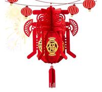 Lanterne cinesi rosse - carta tradizionale, lanterna primaverile, lanterna Fu | Grandi lanterne del festival sospeso con nappe e simboli fortunati, lanterne cinesi decorative per il ristorante del mat