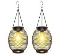 Lanterne da Esterno 2Pezzi Aggiornamento Metallico Vintage Bianco Caldo Lampade