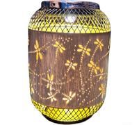 Lanterne da giardino ad energia solare calda per luce bianca, stile vintage, per cortile, recinzione e decorazione del prato (libellula stile E)