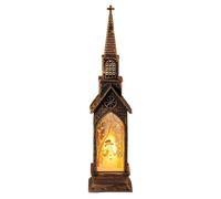 Lanterne decorative natalizie - Lanterna luminosa a LED a batteria in PVC (22 x 5 x 5 cm), lampada a vento di Babbo Natale, decorazione natalizia per interni (giallo) (stile D)