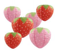 Lanterne di carta a forma di fragola, 6 pezzi, rosa e rosso, a forma di fragola, lanterna sospesa, decorazione riutilizzabile per compleanno, matrimonio e festa di primavera, decorazione per la casa