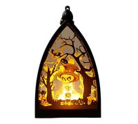 Lanterne di Halloween per Interni | Lanterna per Casa con Scheletro Zucca e Castello Stregato,Decorazioni per Interno Cortile Giardino Portico Patio