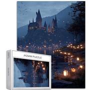 Lanterne di zucca vicino al lago 1000 pezzi puzzle per adulti misterioso castello sfondo puzzle impegnativo giochi di attività familiari colorato fai da te puzzle per la decorazione della casa regali