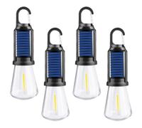 Lanterne elettriche, 4 pezzi Luci per tende solari Lampadina solare a LED impermeabile Lampada a sospensione portatile ricaricabile tramite USB con gancio per campeggio Escursionismo Zaino in spalla