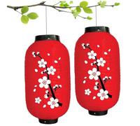 Lanterne giapponesi, 2 pezzi da 10 pollici di seta impermeabile plum blossom lanterne cinesi, asiatiche decorative del festival per l'arredamento del negozio di giardini da giardino (rosso)