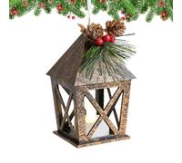 Lanterne LED di Natale Vintage Decorative Hangable Holiday Table | Lanterna elettronica natalizia per tavolo da caffè, camino, mensola, albero, parete, finestra, portico A