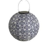 Lanterne solari da 25 cm da appendere all'esterno, tessuto di nylon floreale blu, luce a LED dura 6-12 ore, nessun cablaggio necessario, lanterna portatile da giardino per decorazione patio, matrimoni