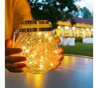 Lanterne Solari da Esterno, Ovker 1 Pezzi 30 LED Lampada Solare Giardino Esterno, Lanterna Solare a LED da Decorazione in vetro, Luci Solari Impermeabili per Festa,Terrazza,Natale(Bianco Caldo)
