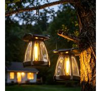 Lanterne Solari da Esterno 2 Pezzi Lampada Solare da Giardino IP65 con Ganci e
