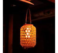 Lanterne solari da esterno sospese, lampade solari da esterno in stile boemo con LED, lampade solari lavorate a mano da appoggio Lanterne solari in rattan per terrazza, giardino, cortile, balcone
