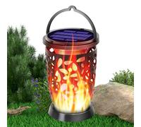Lanterne Solari Impermeabili Per Esterni - Luce Da Giardino Con Fiamma Lampeggiante | Lanterne Cave Appendibili Per Giardino Terrazza Portico Patio Balcone Recinzione Piscina Ingresso