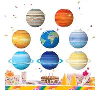 Lanterne solari in carta 8 pezzi - Decorazione sistema solare pianeti 30 Cm,Lanterne a tema spaziale colorate per soffitto aula scienza scuola compleanno