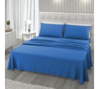 L'ANTICO ARCOLAIO - Completo Lenzuola Una Piazza e Mezza 140x200 Made in Italy, Microfibra Anallergica, Set Lenzuola Francese (1 Lenzuolo Sotto con Angoli, 1 Lenzuolo Sopra, 1 Federa) Blu Denim
