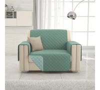 L'ANTICO ARCOLAIO - Copridivano 1 Posto con Braccioli, Antigraffio Gatto, Antiscivolo in Microfibra Double Face, Verde/Salvia