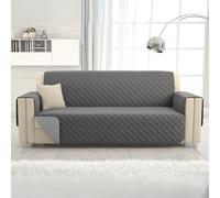 L'ANTICO ARCOLAIO - Copridivano 2 Posti con Braccioli, Copridivano Antigraffio Gatto, Cani, Antiscivolo in Microfibra Double Face (Grigio/Grigio Chiaro)