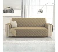 L'ANTICO ARCOLAIO - Copridivano 3 Posti con Braccioli, Antigraffio Gatto, Antiscivolo in Microfibra Double Face, Beige/Tortora