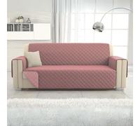 L'ANTICO ARCOLAIO - Copridivano 3 Posti Con Braccioli, Antigraffio per Gatto e Cani, Antiscivolo in Microfibra Double Face, Fodera Divano (Cipria/Rosa)