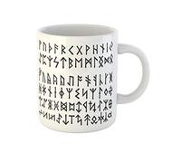 L'Antico Futhark Con 24 Lettere Sopra E Altre Rune Sotto È Stato Utilizzato Ovunque. Tazze Di Caffè Novità Tazza Colazione Durevole Tazze Da Tè Regali Divertenti Per Ragazze Fidanziati 330Ml