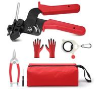 Lanties Kit di 6 pistole in acciaio inox con cerniera, include cravatte, pistola, forbici industriali, per parti di recinzione a catena, rotoli di recinzione, rotoli di scarico per pollame