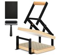 Lanties Macchina da stampa a leva manuale Linocut con rulli e feltrini per tagli di linoleum, taglio stampa, blocchi di linoleum, kit di strumenti per la stampa a blocchi di legno, nero A5