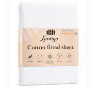 Lantigo Lenzuolo con Angoli 100% Cotone Raso 120x200 cm Bianco, elastico