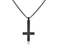 Lantine Collana a croce per uomo, catena a croce inversa, collana con crocifisso, regalo di Natale e Halloween, Acciaio inossidabile