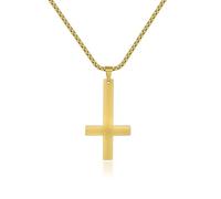 Lantine Collana a croce per uomo, catena a croce inversa, collana con crocifisso, regalo di Natale e Halloween, Acciaio inossidabile