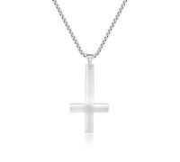 Lantine Collana a croce per uomo, catena a croce inversa, collana con crocifisso, regalo di Natale e Halloween, Acciaio inossidabile