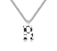 Lantine Collana con ciondolo a forma di lettera dell'alfabeto A-Z, in acciaio inox, 4 mm, intrecciata, 55 cm, per donne e uomini, regalo per fanatici del calcio, Acciaio inossidabile