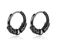 Lantine Orecchini a cerchio da uomo, in acciaio inox medico, da uomo, punk, hip hop, argento, colore nero, vintage, perforato, gioielli in cartilagine, ipoallergenici, Acciaio inossidabile, Nessuna