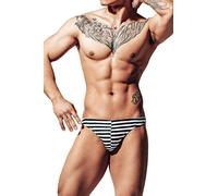 Lantra Besa Uomo Perizomi Tanga da Bagno T-Back Swimming Strings Thongs per Nuoto Estivo in Mare e Piscina CM (Tipo 123) - Nero-Bianco Rigato (Dimensione Cinese XXL)
