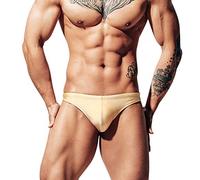 Lantra Besa Uomo Perizomi Tanga da Bagno T-Back Swimming Strings Thongs per Nuoto Estivo in Mare e Piscina CM (Tipo 124) - Giallo Chiaro (Dimensione Cinese L)