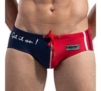 Lantra Besa Uomo Slip da Bagno Swim Swimming Briefs per Nuoto Estivo in Mare e Piscina CM (Tipo 1) - Rosso-Blu Scuro (Dimensione Cinese XXL)