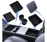 LANTU 5 Pz Accessori per Tesla Model 3 2024-2025 Organizer della Console Centrale, Vassoio in Silicone, Scatola di Conservazione per Bracciolo, Scatola Nascosta e Portabicchieri