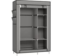 LANTUS Armadio in Tessuto, Guardaroba Pieghevole Salvaspazio, Appendiabiti, Scaffale per Borse, Giocattoli, Scarpe, Soggiorno, Camera da Letto, 105 * 45 * 170 cm - Grigio scuro