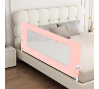 LANTUS Barriera Letto per Bambini, Sponda Letto Bambini Anticaduta, Barra di Sicurezza con Doppio Blocco, Rete Traspirante, Sbarra da Letto per Letti Singoli e Matrimoniali,150 * 73-86cm - Rosa