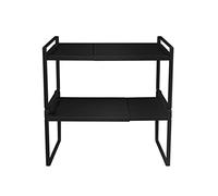 LANTUS Cucina in metallo Mezzo ripiano ripiano retrattile in angolo per armadio consente di risparmiare spazio per armadi da controsoffitti, dispensa, cibo e utensili, 36-60 x 21 x 36,5 cm (nero)