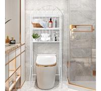 LANTUS Mensola per WC, portaoggetti sopra i WC, con ripiano regolabile, adatto alla maggior parte dei WC, salvaspazio, montaggio semplice, 65 x 34 x 177 cm, bianco