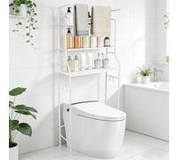 LANTUS Mensola per WC, portaoggetti sopra i WC, mobile per lavanderia, adatto per la maggior parte dei WC, salvaspazio, montaggio facile, 47 x 25 x 160 cm, bianco